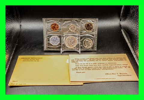 1960 U.S. Mint Silver Proof Set Large Date U.S. Mint Type 2 RARE Set Cover