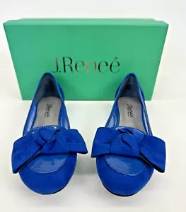 J. Renee Royal Blue Suede Women's Flats Shoes Size 9W Bacton New In Box - Picture 1 of 11