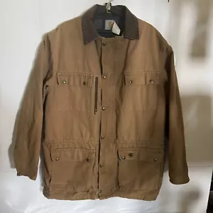 Carhartt Jacket Zip Up And Bottom Down Canvas Chore Coat Men’s Size Large - Bild 1 von 14