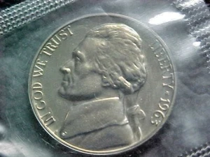 1963 JEFFERSON NICKEL PROOF FROM PROOF SET - Picture 1 of 2