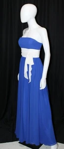 Alfred Angelo Strapless Royal Blue Sheer Chiffon Gown Dress Sz 3/4 Prom Pageant - Picture 1 of 4