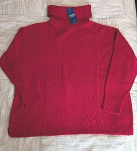 Chaps Red Turtle Neck Holiday Winter Sweater Women's 2XL $66 Brand New With Tags - Picture 1 of 9