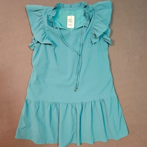 Goose n Bird Boutique Ruffled Green Dress Womens Large - Picture 1 of 8