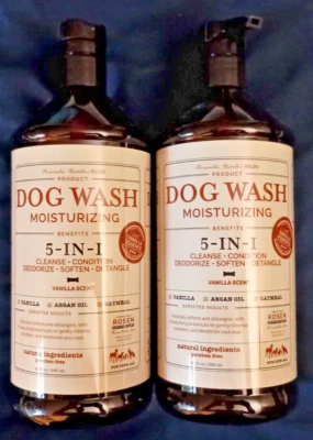 (2) PACK ROSEN APOTHECARY Dog Wash Oatmeal Argan Oil 32 oz VANILLA ESSENCE SCENT