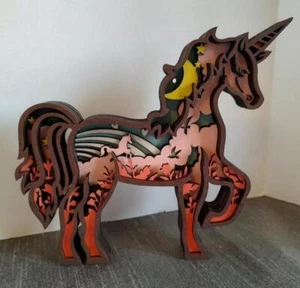 Mythisches Einhorn Schichtholz 3D Holz mehrlagig Made USA stehend Fantasy - Bild 1 von 5