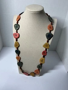 Vintage Nut Slices Necklace 36 inches - Picture 1 of 5