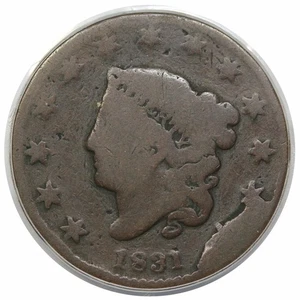 1831 Coronet Head Large Cent, Large Letters, N-12/3, "Harpooned Whale", PCGS G4 - Picture 1 of 3