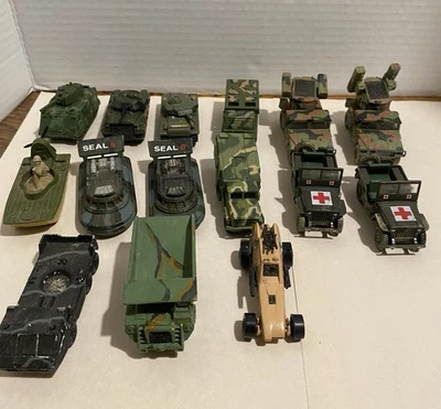 Vintage Lot Of 15 Military Vehicles Corgis, Hot wheels 70’’s -80’s Jeeps/ Trucks - Image 1 of 4
