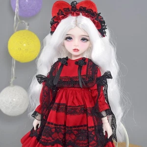 12 Zoll Höhe hübsches Mädchen Puppe Spielzeug handbemalt Make-up weiß lockige Perücke abnehmbar - Bild 1 von 17