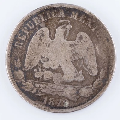 1878 Zs S Mexico 50 Centavos Silver coin ASW .393 KM# 407.8  - Image 1 of 2
