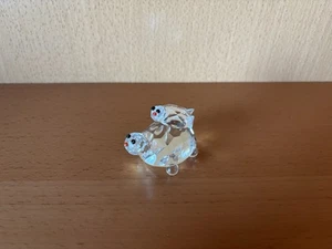 Vintage Crystal Glass Mother with Baby Turtle Figurine - Picture 1 of 3