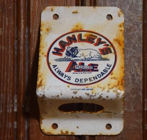 HANLEY'S ALE PAINTED METAL BOTTLE OPENER SIGN BULLDOG DOG TAVERN VINTAGE 1950s - Picture 1 of 13