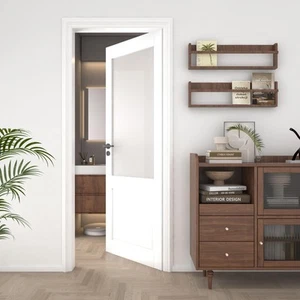 18"x 80" Frosted Glass Slab Door, Interior Doors Solid Wood French Door Slab ... - Picture 1 of 9