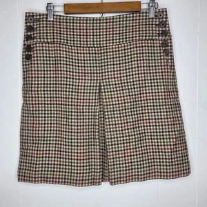 J Crew Womens 100% Wool Plaid Skirt Size 8 Button Preppy School Girl Academia - Picture 1 of 8