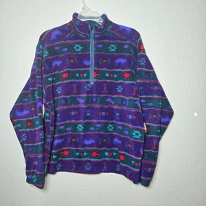 VTG Chuck Roast Mens Small Multicolor Polartec Fleece Quarter Zip Aztec Vintage - Picture 1 of 13