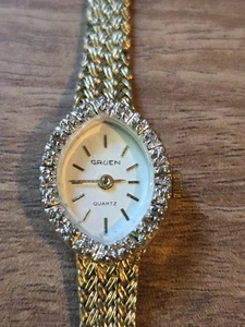 Gruen Women’s Goldtone Diamond Bezel Quartz Watch - Picture 1 of 14