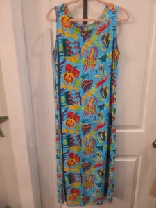 XTREME ISLAND DESIGNS Hawaiian Sleeveless Maxi Size Medium Artsy Boho *RARE VTG* - Picture 1 of 8