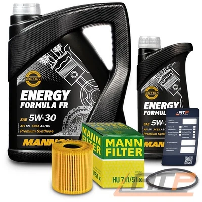 MANN ÖLFILTER + 6l 5W-30 FÜR CITROEN BERLINGO C2 C3 C4 C5 JUMPER JUMPY DS FIAT - Bild 1 von 4