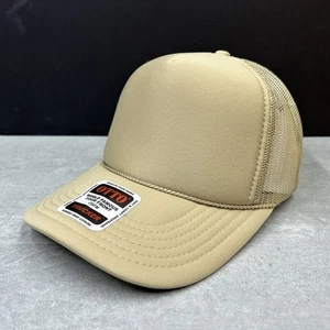 Otto Blank Trucker Hat Ball Cap SNAPBACK Mesh Back Beige Foam Front Crown - Picture 1 of 10