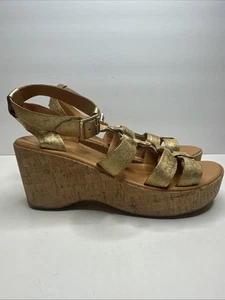 Kork-Ease Yadira Platform Cork Sandal Women's Size 9 New Gold Metallic - Picture 1 of 19