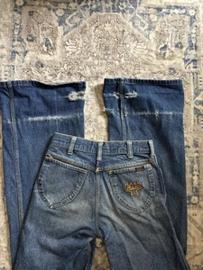 H.A.S.H. Jeans Vaqueros Vintage 28x34 Años 70 Bordados Cintura Alta Pierna Ancha Jeans - Imagen 1 de 6