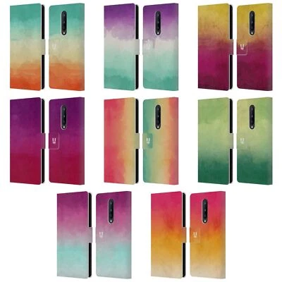 HEAD CASE DESIGNS WATERCOLOURED OMBRE LEATHER BOOK CASE FOR ONEPLUS PHONES - Image 1 of 4