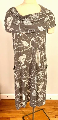 Vestido túnica largo Chalet USA M gris y azul cielo mezcla de algodón Lagenlook Foto 1 de 3