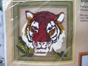 The Creative Circle Vtg Kit Jungle Cat Tiger Long Stitch Needlepoint Embroidery - Picture 1 of 5