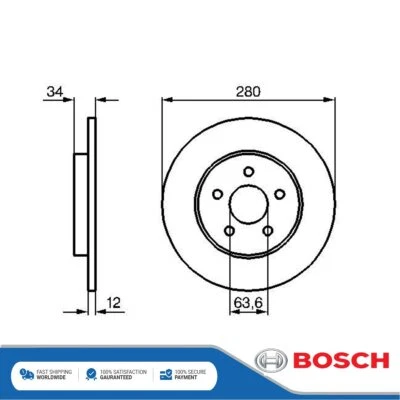 Fits Ford Mondeo 2000-2007 Jaguar X-Type 2001-2009 Brake Discs Rear Bosch - Image 1 of 4