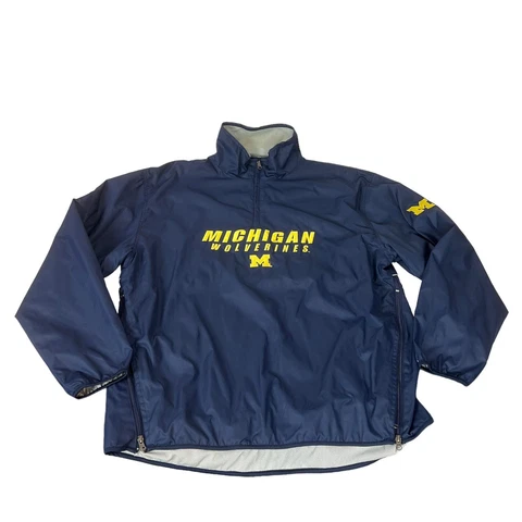 Vintage Michigan Wolverines Jacket Adult Large Blue 1/4 Zip Long Sleeve Pro Edge Cover