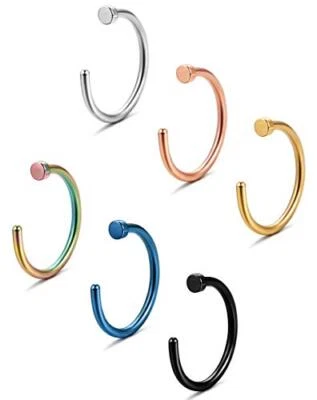 Aro de gancho de anillo de nariz de acero inoxidable quirúrgico 18 g 1/4" 6 mm 5/16" 8 mm 3/8" 10 mm Foto 1 de 4