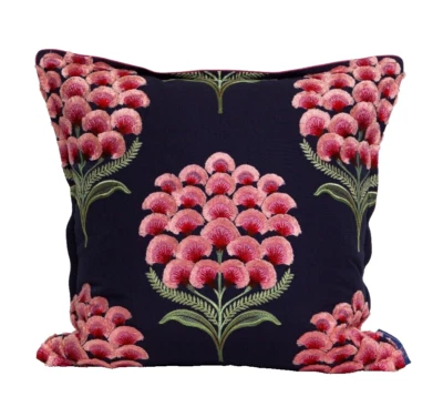20" Square Luxury Decorative Designer Pillow Cover Schumacher Aurelia Embroidery - Image 1 of 4