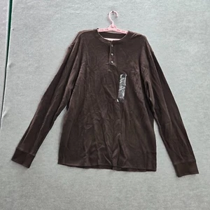 Sonoma Men Shirt Large Brown Henley Waffle Knit Long Sleeve Pullover NWT - Picture 1 of 8