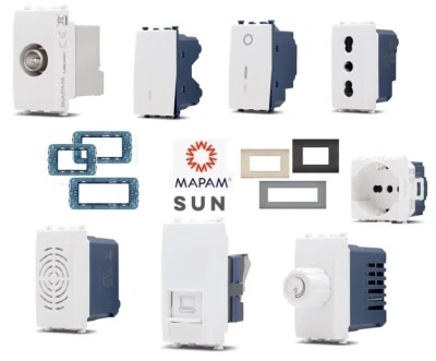 MAPAM sun arkè PRESA SCHUKO INTERRUTTORE PULSANTE COMPATIBILE VIMAR ARKE' bianco opaco