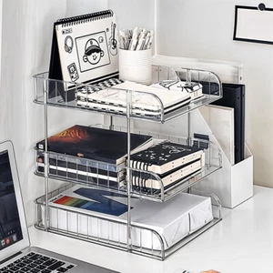 Desktop File Paper Holder Filing Trays Letter Tray Organizer 2 3 4 Tiers Clear - Picture 1 of 27