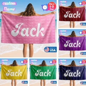 Personalisiertes Strandtuch mit individuellem Namen extra groß Übergröße weiche Mikrofasertücher - Bild 1 von 67