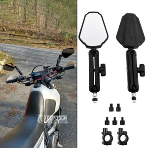 Adventure Motorcycle Folding Rearview Mirrors For Suzuki DR200 350 DR650 DRZ400 - Picture 1 of 18