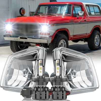 Par de faros blancos de haz alto/bajo DRL H6054 para Ford Bronco 1978-1986 blanco 5x7" 7x6" Foto 1 de 4