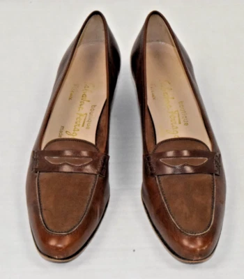 Mocasines de cuero vintage Salvatore Ferragamo talla 6,5 años 60 2 tonos marrón hecho en Italia Foto 1 de 4