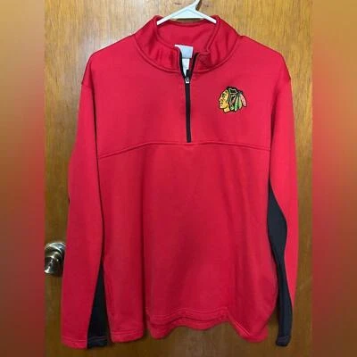 Chicago nhl 1/4 zip polo blackhawks hockey new college sports red/black large - Image 1 of 4