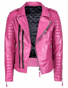 men pink leather jacket