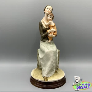 RARE Giuseppe Armani Made In Italy Mother Holding Child Figurine With Wood Base - Picture 1 of 3