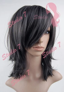 W195 Dark Grey Mid Length Sythetic Straight Wig - studio7-uk  - Picture 1 of 6