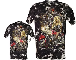 Camiseta Grim Reaper con Niña Rubia Brilla en la Oscuridad Ángel de la Muerte Pistolas TyeTyeTs - Imagen 1 de 3