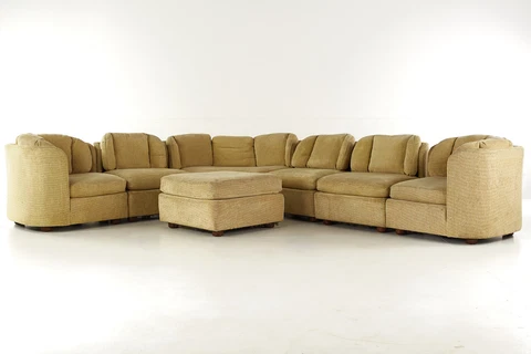 Henredon Mid Century Folio 500 7 Piece Modular Scallop Back Sectional Sofa Cover