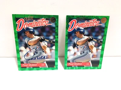 1993 Donruss Elite Dominator Paul Molitor 0481/5000 #18 Auto & NÃO Auto Lote de 2 - Imagem 1 de 4