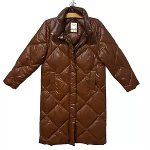Abercrombie and Fitch | Puffer Coat Ultra Puff Full Length Brown MISSING Hood XS - Picture 1 of 11