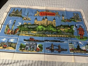 Toalla de lino de cocina de recuerdo vintage Palacio de lugares famosos de Londres, Abadía del Big Ben - Imagen 1 de 4
