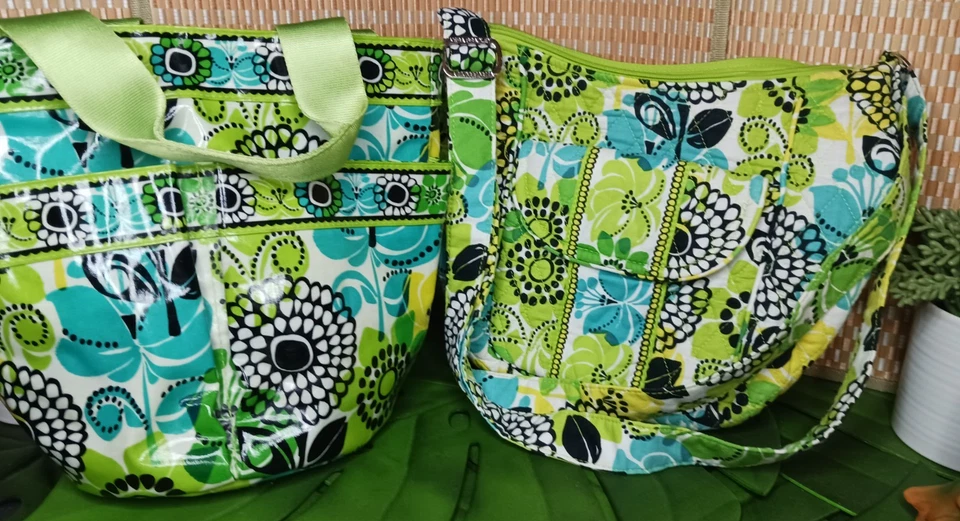 Vera Bradley ~ лаймы вверх ~ через плечо сумочка и пляж душ Caddy ~ весело! - Изображение 1 из 4