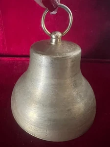 🔴 CAMPANA campanella metallo ottone da altare con cuore GRANDE h 12 cm vintage - Picture 1 of 13